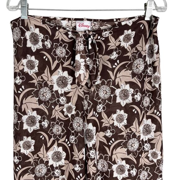 Disney Swim Coverup Palazzo Pants Brown Tan Hidden Mickey 8 Semi Sheer - Picture 2 of 13